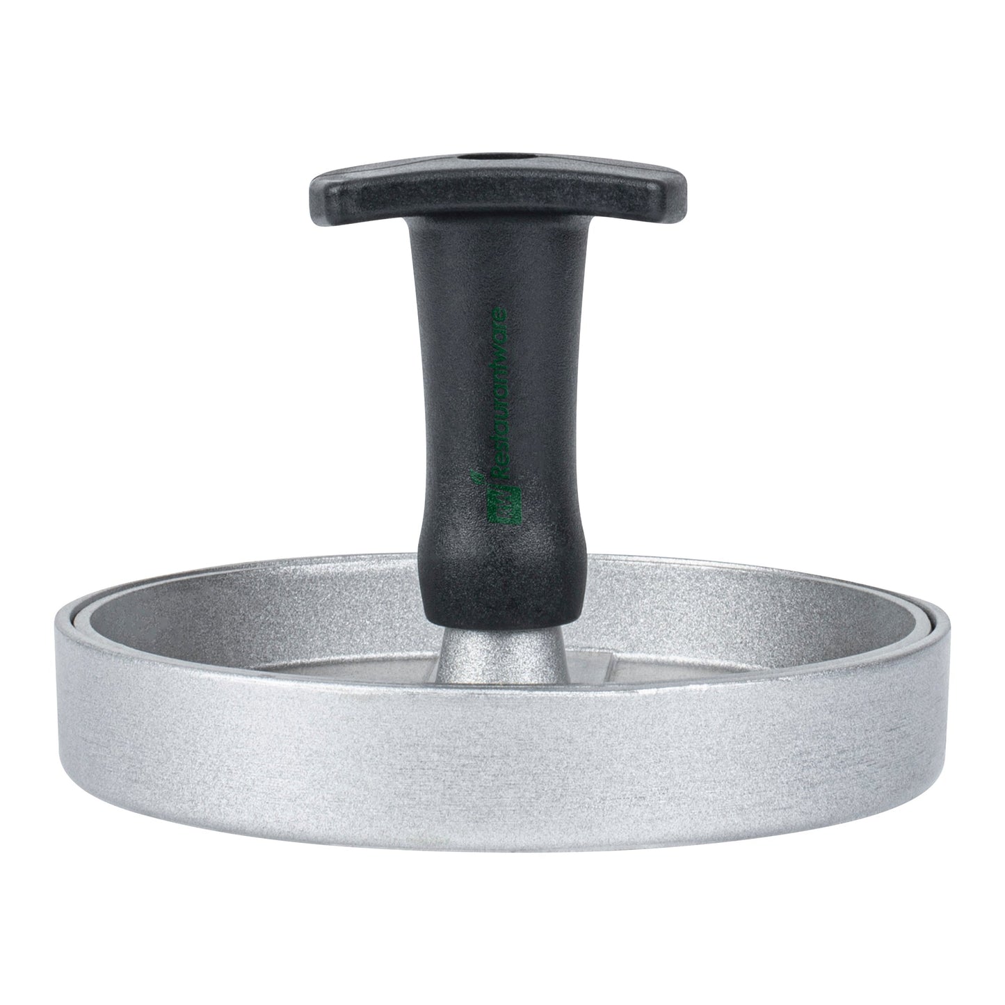 Met Lux Black Aluminum Burger Press - Non-Stick - 4 3/4" x 4 3/4" x 3 1/2" - 1 count box