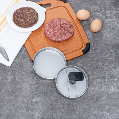 Met Lux Black Aluminum Burger Press - Non-Stick - 4 3/4" x 4 3/4" x 3 1/2" - 1 count box