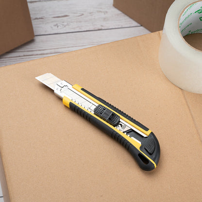 Handy Tek Yellow Snap Off Blade Knife - Anti-Slip Handle - 6 3/4" - 4 count box
