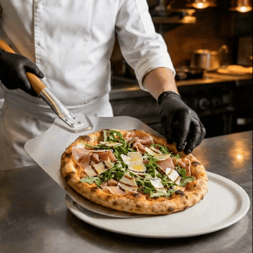 Met Lux Aluminum Pizza Peel - with 10" Wooden Handle - 12" x 14" - 1 count box