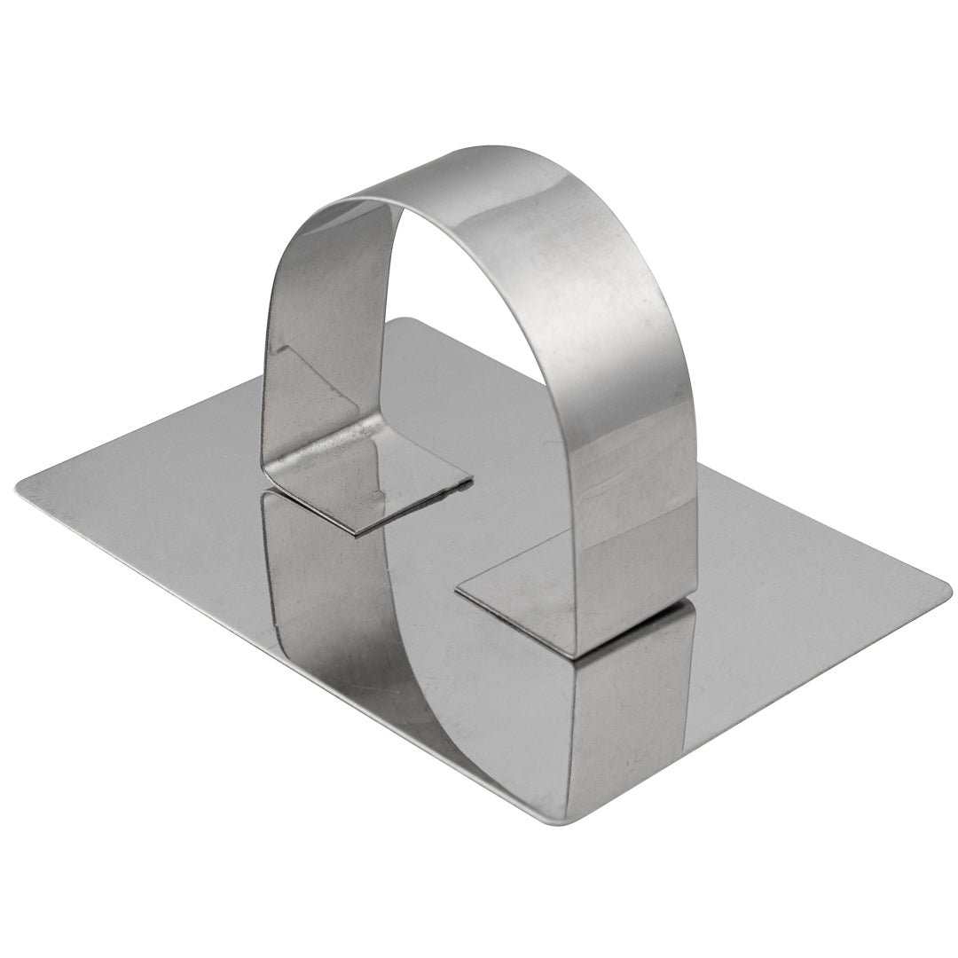 Pastry Tek Rectangle Stainless Steel Pastry Ring Mold - with Press - 3" x 2 1/4" x 1 1/2" - 1 count box