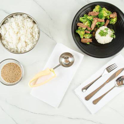 Comfy Grip 3 oz Stainless Steel #10 Portion Scoop - with Ivory Ambidextrous Handle - 1 count box
