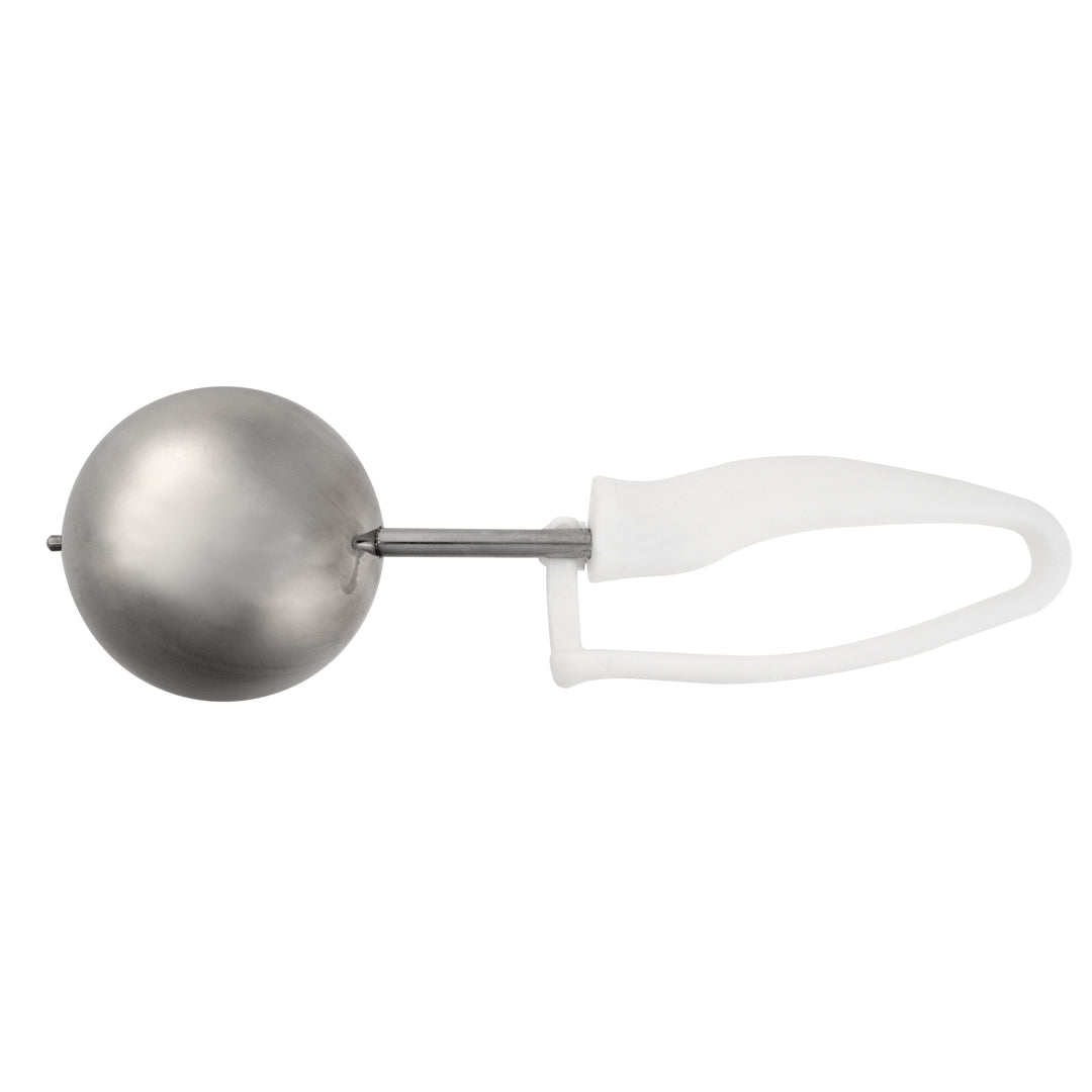 Comfy Grip 4.66 oz Stainless Steel #6 Portion Scoop - with White Ambidextrous Handle - 1 count box