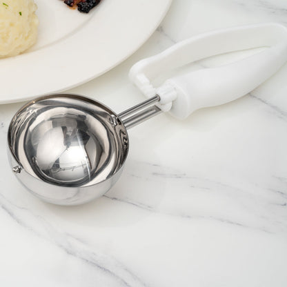 Comfy Grip 4.66 oz Stainless Steel #6 Portion Scoop - with White Ambidextrous Handle - 1 count box