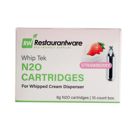 Whip Tek Strawberry 8g N2O Cartridge - for Whipped Cream Dispenser - 10 count box