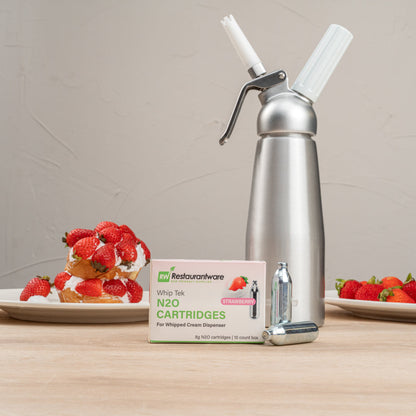 Whip Tek Strawberry 8g N2O Cartridge - for Whipped Cream Dispenser - 10 count box