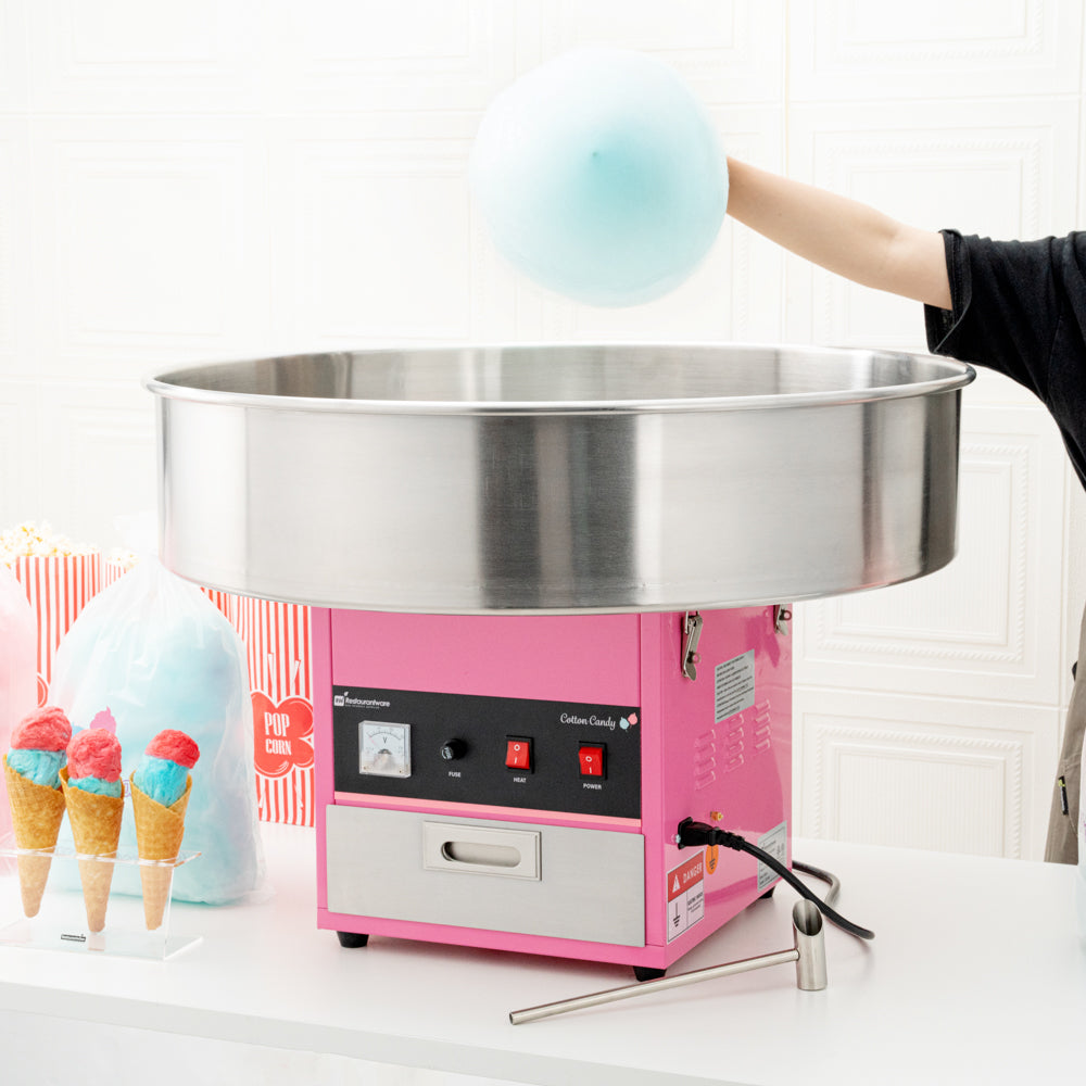 Hi Tek Pink Stainless Steel Cotton Candy / Candy Floss Machine - 1080w, 110V - 28" - 1 count box