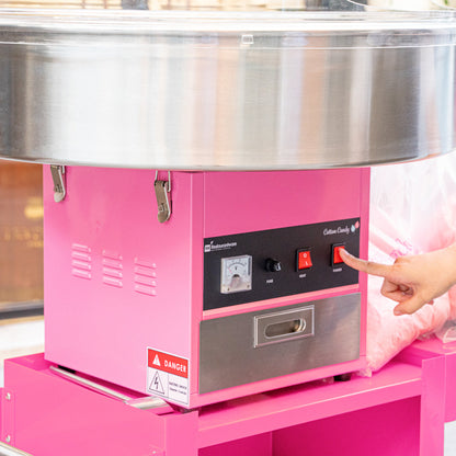 Hi Tek Pink Stainless Steel Cotton Candy / Candy Floss Machine - 1080w, 110V - 28" - 1 count box