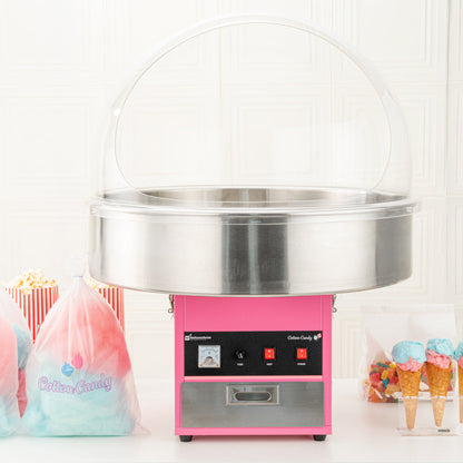 Hi Tek Pink Stainless Steel Cotton Candy / Candy Floss Machine - 1080w, 110V - 28" - 1 count box