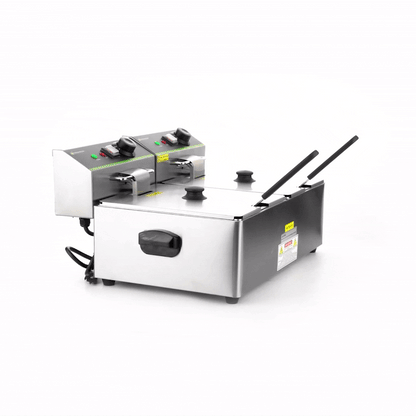 Hi Tek Stainless Steel Electric Deep Fryer - 20lb Dual Tank, 120V, 3500W - 1 count box