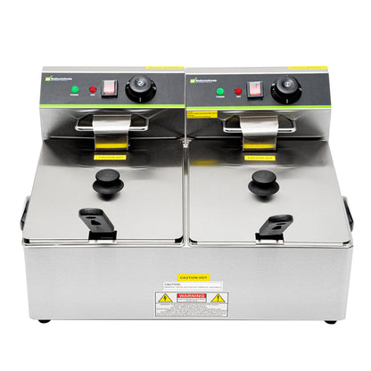 Hi Tek Stainless Steel Electric Deep Fryer - 20lb Dual Tank, 120V, 3500W - 1 count box
