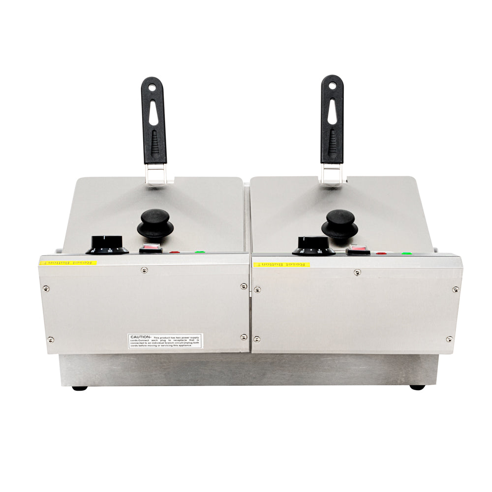 Hi Tek Stainless Steel Electric Deep Fryer - 20lb Dual Tank, 120V, 3500W - 1 count box