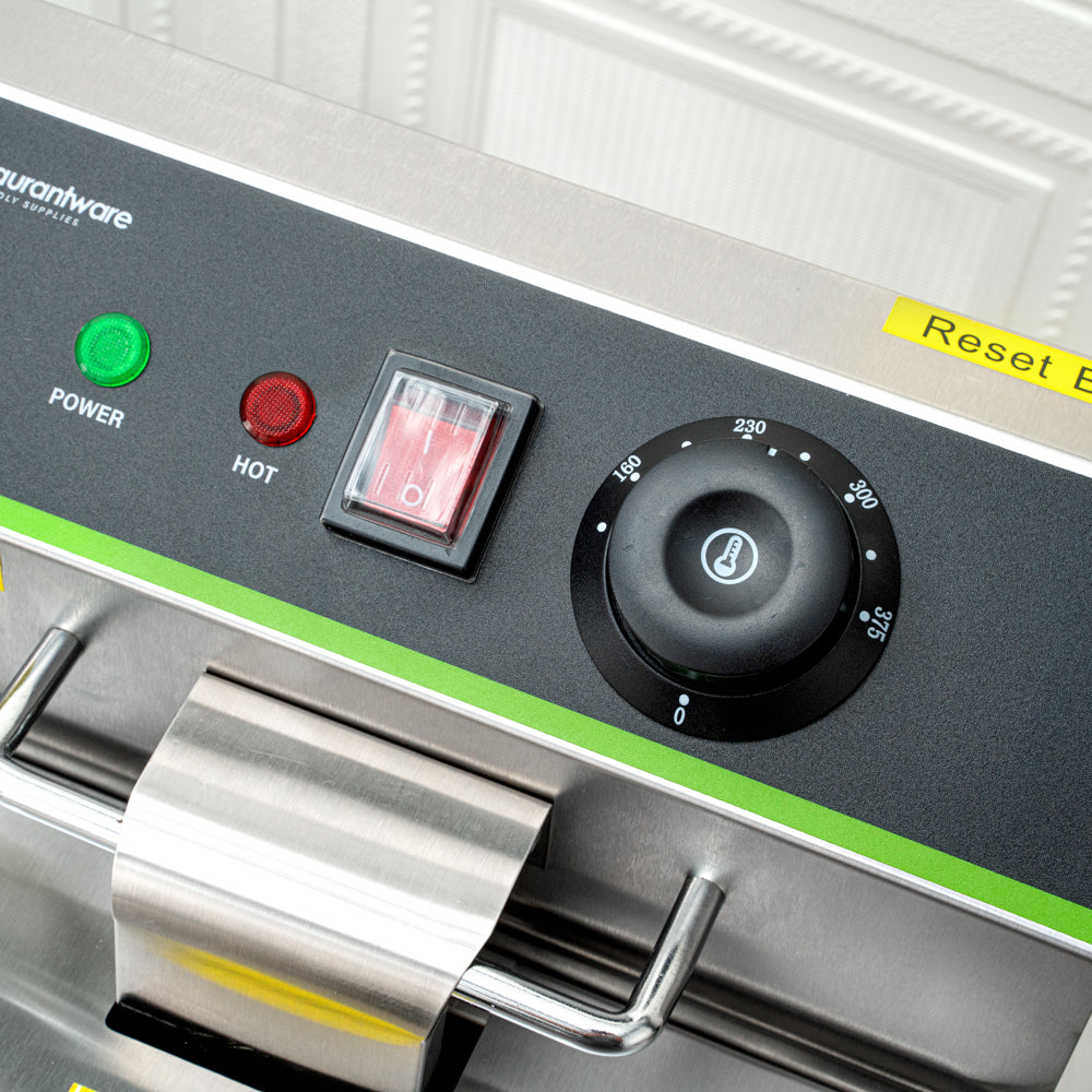 Hi Tek Stainless Steel Electric Deep Fryer - 20lb Dual Tank, 120V, 3500W - 1 count box