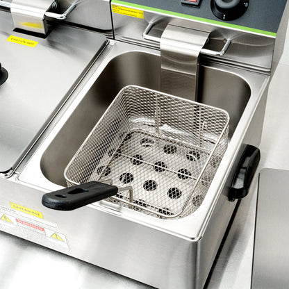 Hi Tek Stainless Steel Electric Deep Fryer - 20lb Dual Tank, 120V, 3500W - 1 count box