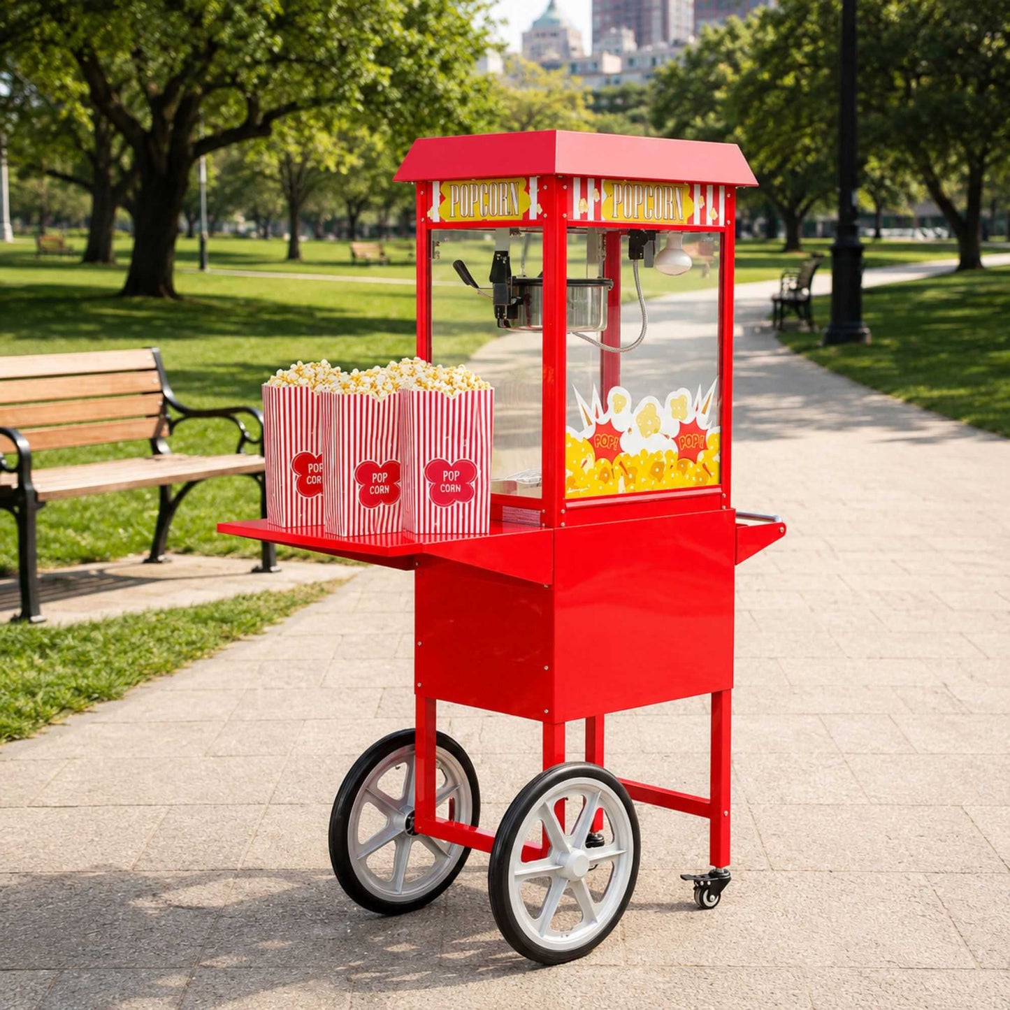 Hi Tek Red Stainless Steel Cart - For 8 oz Popcorn Machine - 1 count box