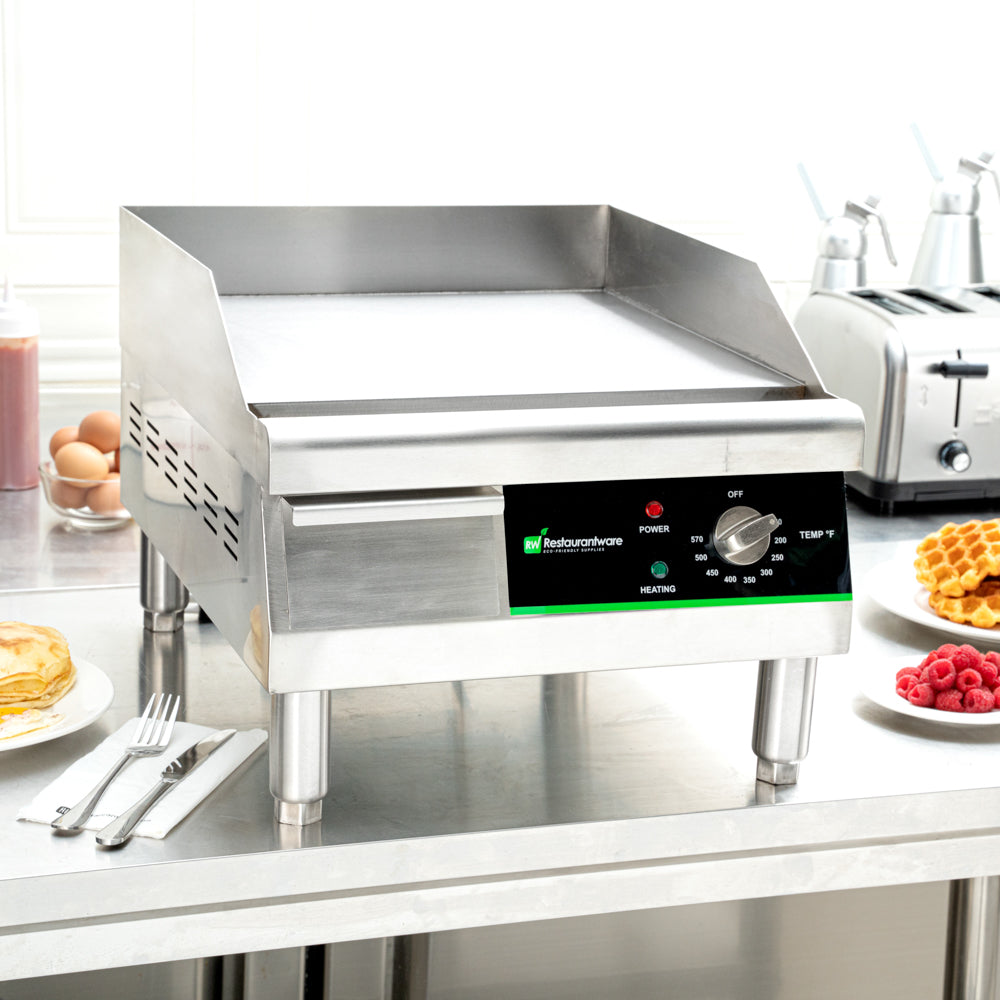 Hi Tek Stainless Steel Electric Countertop Griddle - 120V, 1750W - 16" - 1 count box
