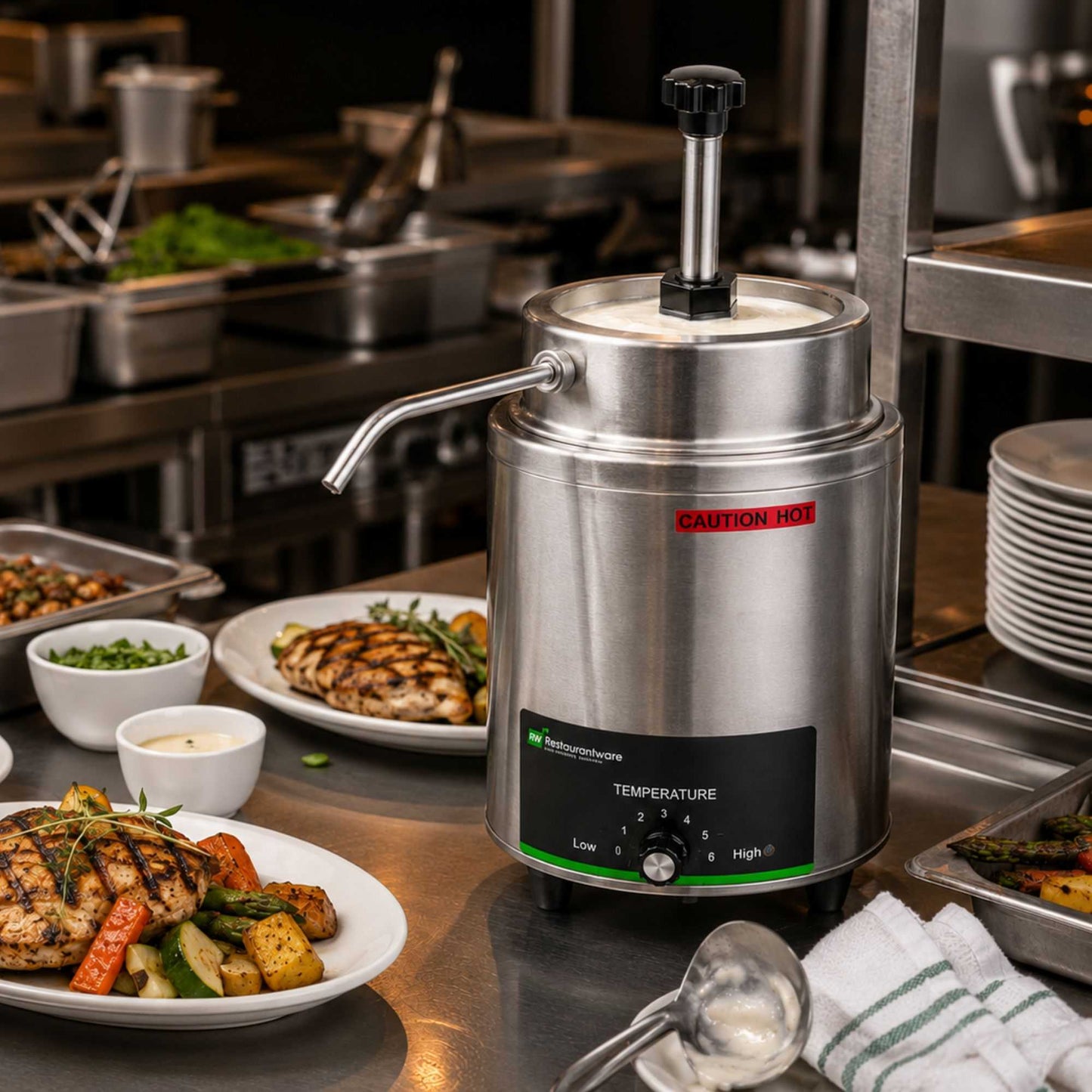 Hi Tek 3.5 qt Stainless Steel Warmer - with Spout, Pump - 1 count box