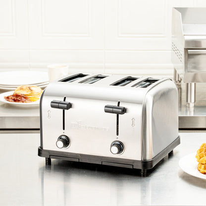 Hi Tek Stainless Steel Commercial Toaster - 4-Slice, 1 1/2" Slots, 120V - 1 count box