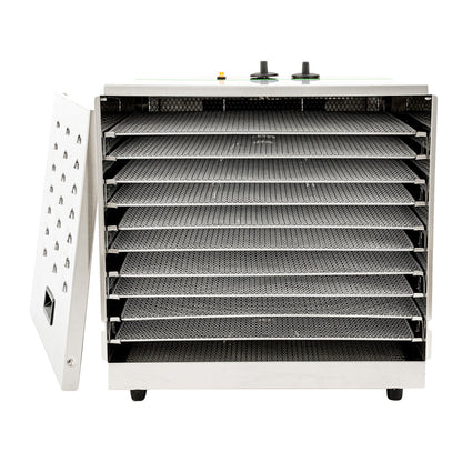 Hi Tek Stainless Steel 10-Tray Food Dehydrator - Removable Door, 120V, 1000W - 1 count box