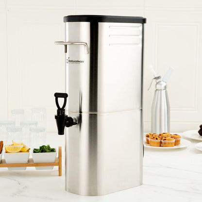 Bev Tek 3 gal Silver 13/0 Stainless Steel Iced Tea Dispenser - 11" x 6 1/2" x 20 3/4" - 1 count box