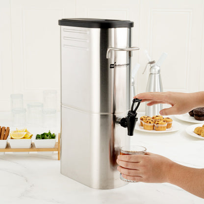 Bev Tek 3 gal Silver 13/0 Stainless Steel Iced Tea Dispenser - 11" x 6 1/2" x 20 3/4" - 1 count box