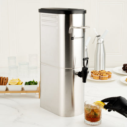 Bev Tek 3 gal Silver 13/0 Stainless Steel Iced Tea Dispenser - 11" x 6 1/2" x 20 3/4" - 1 count box