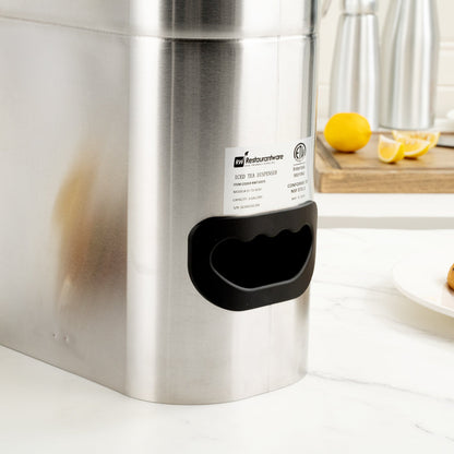Bev Tek 3 gal Silver 13/0 Stainless Steel Iced Tea Dispenser - 11" x 6 1/2" x 20 3/4" - 1 count box