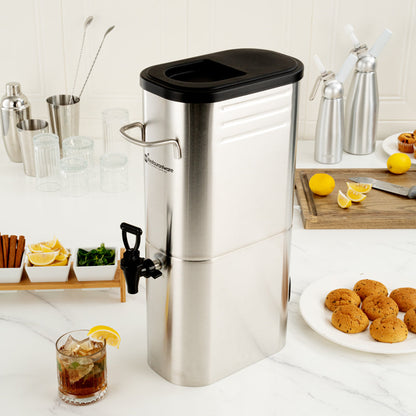 Bev Tek 3 gal Silver 13/0 Stainless Steel Iced Tea Dispenser - 11" x 6 1/2" x 20 3/4" - 1 count box