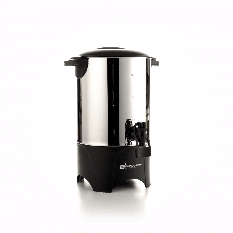 Restpresso 150 oz Silver 13/0 Stainless Steel Coffee Urn - 1000W, 30 Cup - 7 1/2" x 7 1/2" x 13 1/2" - 1 count box