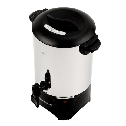 Restpresso 150 oz Silver 13/0 Stainless Steel Coffee Urn - 1000W, 30 Cup - 7 1/2" x 7 1/2" x 13 1/2" - 1 count box