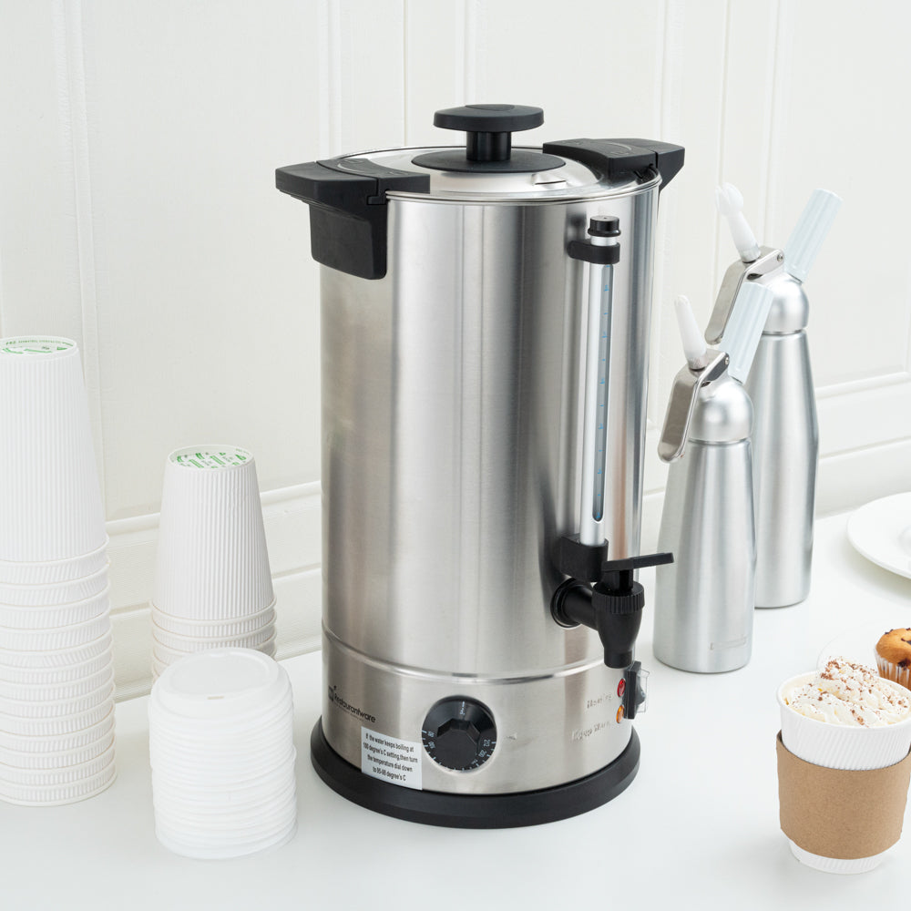 Restpresso 3 gal Silver 13/0 Stainless Steel Coffee Urn - 67 Cup - 8 3/4" x 8 3/4" x 18 3/4" - 1 count box
