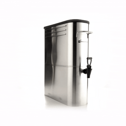 Bev Tek 5 gal Silver 13/0 Stainless Steel Iced Tea Dispenser - 16 1/2" x 6 3/4" x 20 3/4" - 1 count box