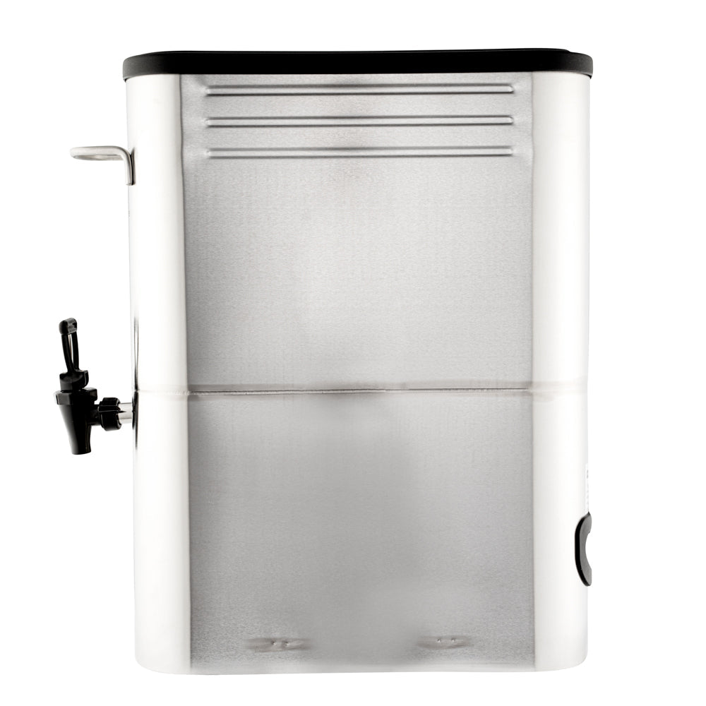 Bev Tek 5 gal Silver 13/0 Stainless Steel Iced Tea Dispenser - 16 1/2" x 6 3/4" x 20 3/4" - 1 count box