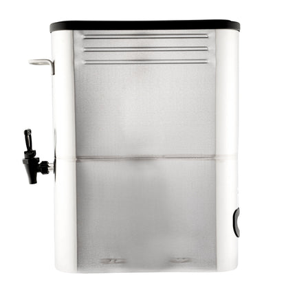 Bev Tek 5 gal Silver 13/0 Stainless Steel Iced Tea Dispenser - 16 1/2" x 6 3/4" x 20 3/4" - 1 count box