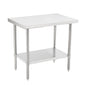 Kitchen Tek 16-Gauge 304 Stainless Steel Commercial Work Table - Medium Duty, Galvanized Legs, Undershelf - 24" x 36" - 1 count box