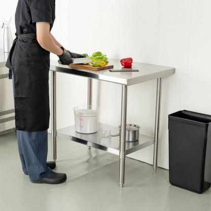 Kitchen Tek 16-Gauge 304 Stainless Steel Commercial Work Table - Medium Duty, Galvanized Legs, Undershelf - 24" x 36" - 1 count box