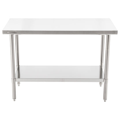 Kitchen Tek 16-Gauge 304 Stainless Steel Commercial Work Table - Medium Duty, Galvanized Legs, Undershelf - 24" x 48" - 1 count box