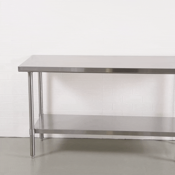 Kitchen Tek 16-Gauge 304 Stainless Steel Commercial Work Table - Medium Duty, Galvanized Legs, Undershelf - 24" x 60" - 1 count box