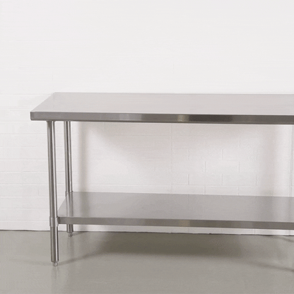 Kitchen Tek 16-Gauge 304 Stainless Steel Commercial Work Table - Medium Duty, Galvanized Legs, Undershelf - 24" x 60" - 1 count box