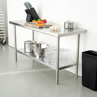 Kitchen Tek 16-Gauge 304 Stainless Steel Commercial Work Table - Medium Duty, Galvanized Legs, Undershelf - 24" x 60" - 1 count box