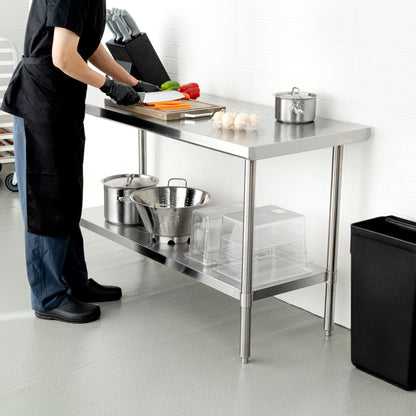 Kitchen Tek 16-Gauge 304 Stainless Steel Commercial Work Table - Medium Duty, Galvanized Legs, Undershelf - 24" x 60" - 1 count box
