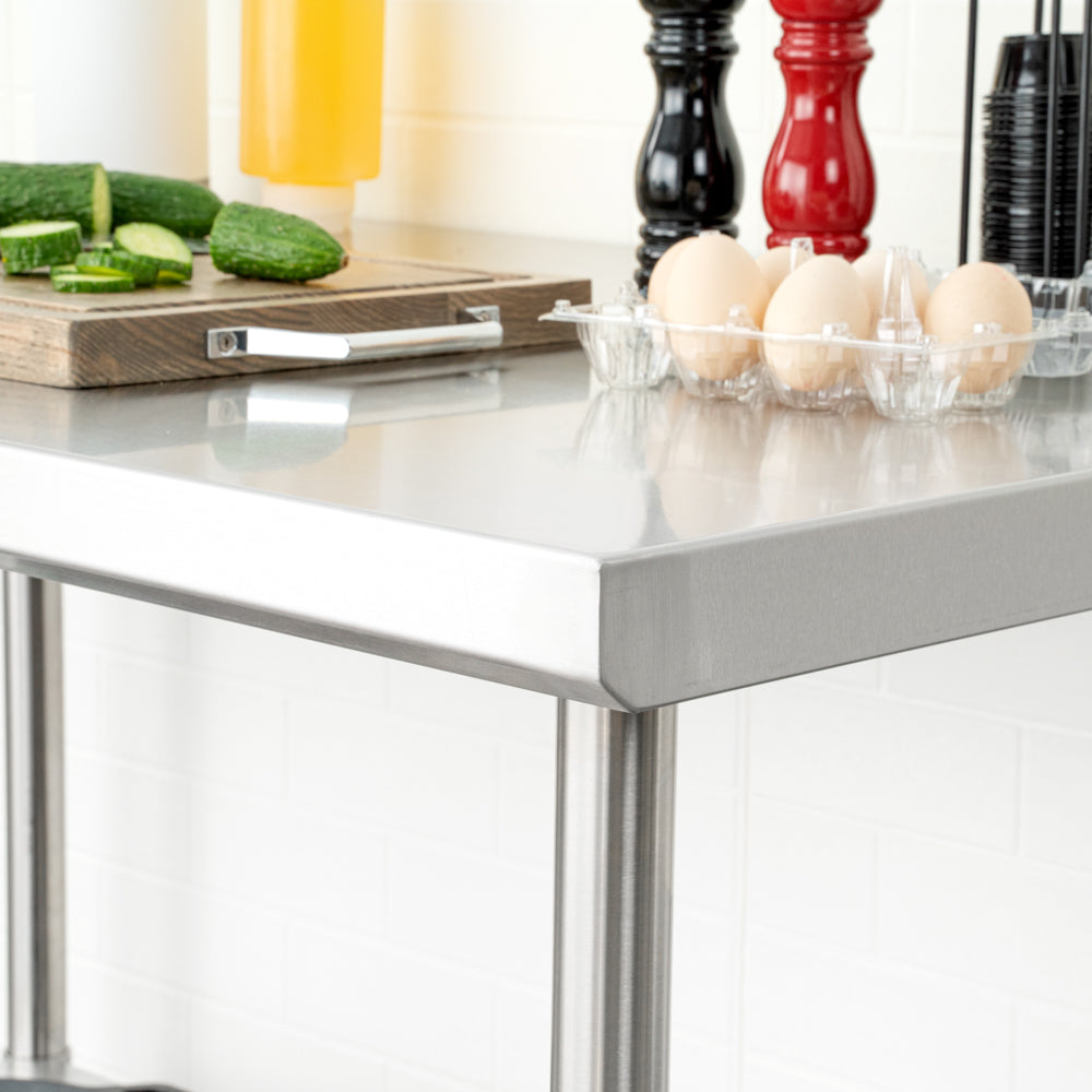 Kitchen Tek 16-Gauge 304 Stainless Steel Commercial Work Table - Medium Duty, Galvanized Legs, Undershelf - 30" x 48" - 1 count box