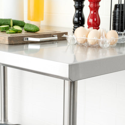 Kitchen Tek 16-Gauge 304 Stainless Steel Commercial Work Table - Medium Duty, Galvanized Legs, Undershelf - 30" x 48" - 1 count box