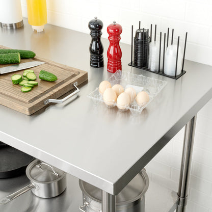 Kitchen Tek 16-Gauge 304 Stainless Steel Commercial Work Table - Medium Duty, Galvanized Legs, Undershelf - 30" x 48" - 1 count box