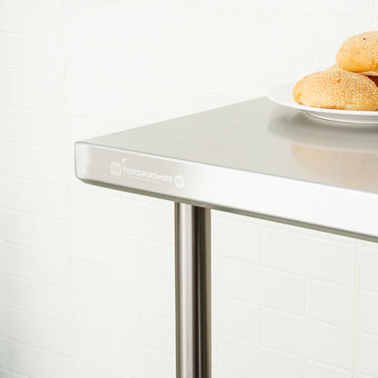 Kitchen Tek 16-Gauge 304 Stainless Steel Commercial Work Table - Medium Duty, Galvanized Legs, Undershelf - 30" x 48" - 1 count box
