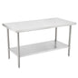 Kitchen Tek 16-Gauge 304 Stainless Steel Commercial Work Table - Medium Duty, Galvanized Legs, Undershelf - 30" x 60" - 1 count box