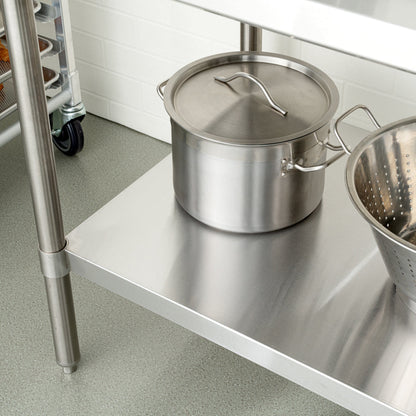 Kitchen Tek 16-Gauge 304 Stainless Steel Commercial Work Table - Medium Duty, Galvanized Legs, Undershelf - 30" x 60" - 1 count box
