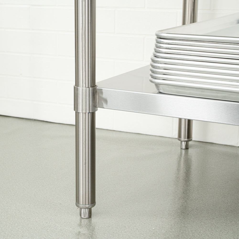 Kitchen Tek 16-Gauge 304 Stainless Steel Commercial Work Table - Medium Duty, Galvanized Legs, Undershelf - 30" x 72" - 1 count box