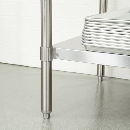 Kitchen Tek 16-Gauge 304 Stainless Steel Commercial Work Table - Medium Duty, Galvanized Legs, Undershelf - 30" x 72" - 1 count box