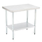Kitchen Tek 18-Gauge 304 Stainless Steel Commercial Work Table - Heavy Duty, Galvanized Legs, Undershelf - 24" x 36" - 1 count box